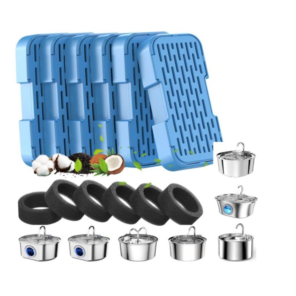 HOMJOY 6 PK COMBO FILTERS+SPONGES FOR CAT WATER FOUNTAIN AONBOY GOOSTOO AOOGITF